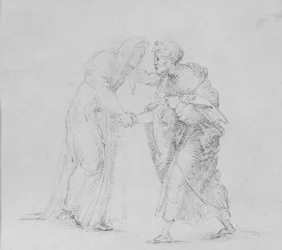 Verso: Composición de dos figuras representando el encuentro de Joaquín y Ana, WA1846.204